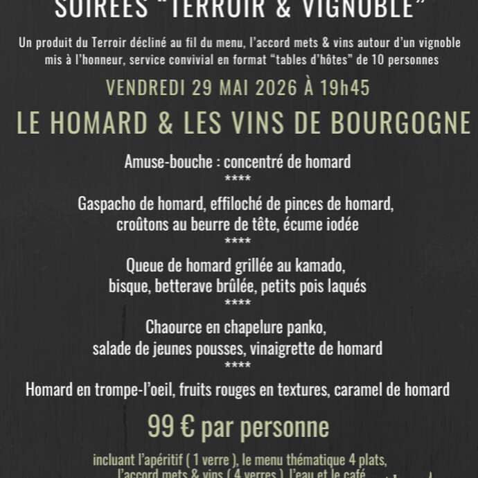 Soirées Terroir et vignoble au restaurant le Saint-Christophe