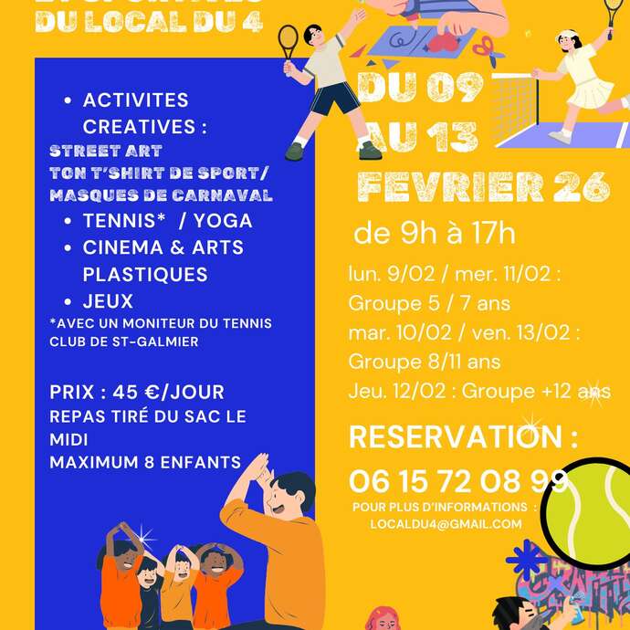 Les vacances créatives, ludiques  et sportives du local du 4