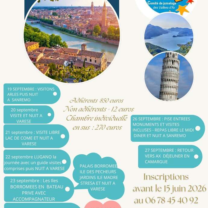 Voyage "en Italie" avec le comité de jumelage d'Ax-les-Thermes