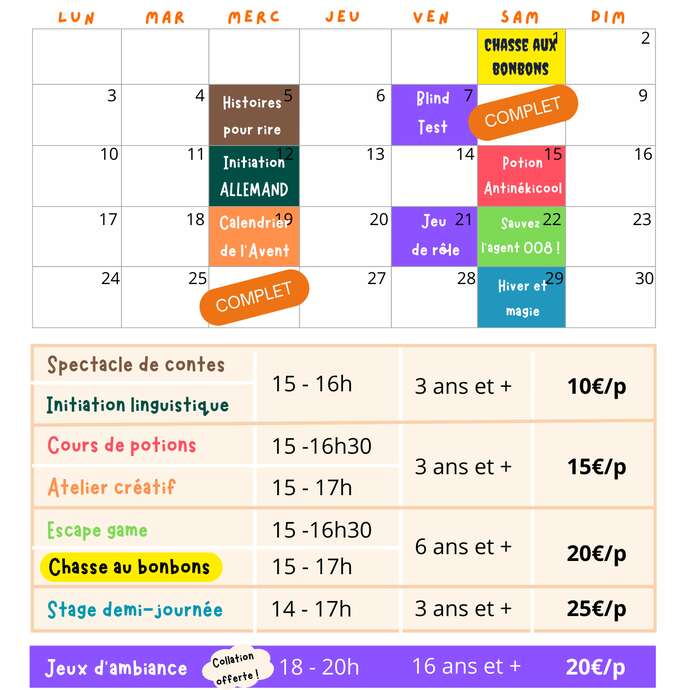 Animations à l'Imaginarium en novembre