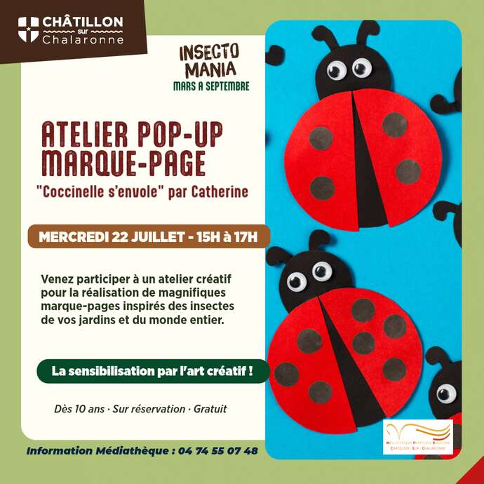 Atelier de fabrication de marque-pages pop-up coccinelles