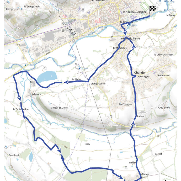 Itinéraire VTT : circuit 8 bleu, base Charlieu
