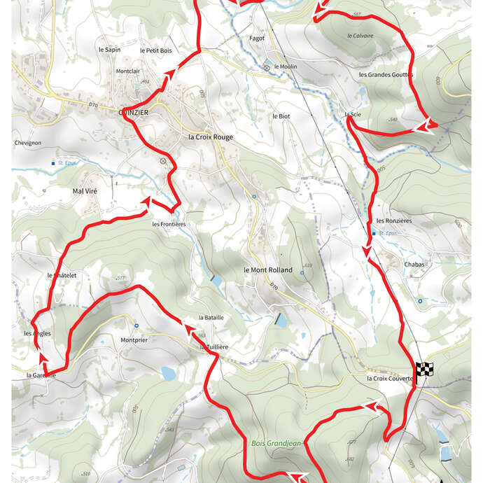 Itinéraire VTT : circuit 15 rouge; base Le Cergne