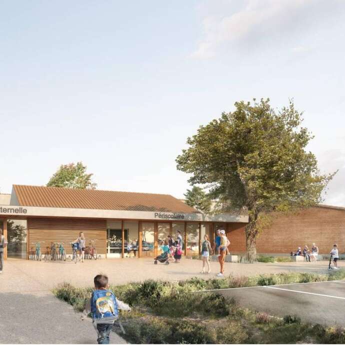 Visite du CHANTIER de l'extension du groupe scolaire avec les explications de l’Architecte.