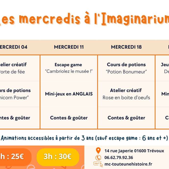 Les mercredis à l'Imaginarium en mars