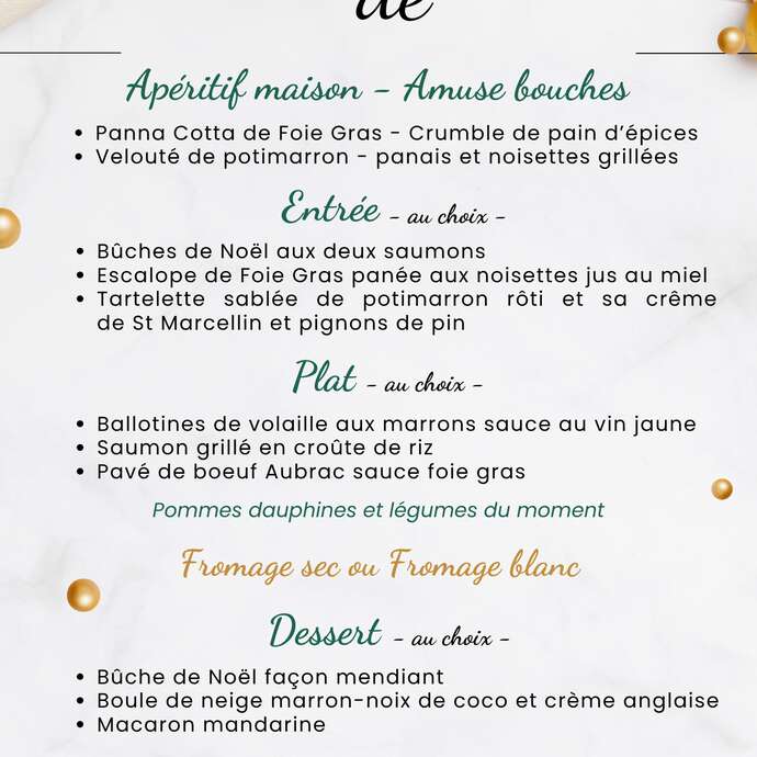 Repas de fêtes au Templier (Noël)