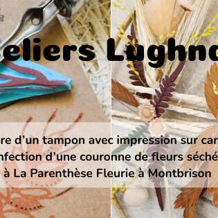 Gravure d'un tampon et confection d'une couronne de fleurs séchées - Co-ateliers créatifs