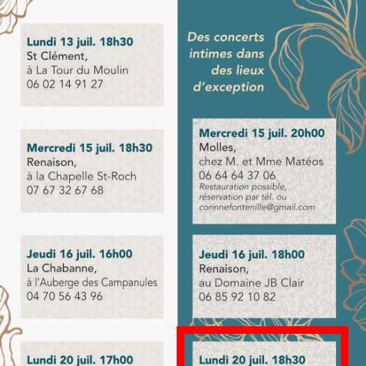 Festival des Monts de la Madeleine - Concert chez l'habitant