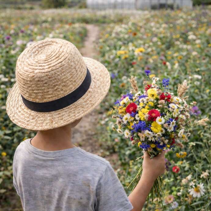 Atelier art floral enfants à la ferme