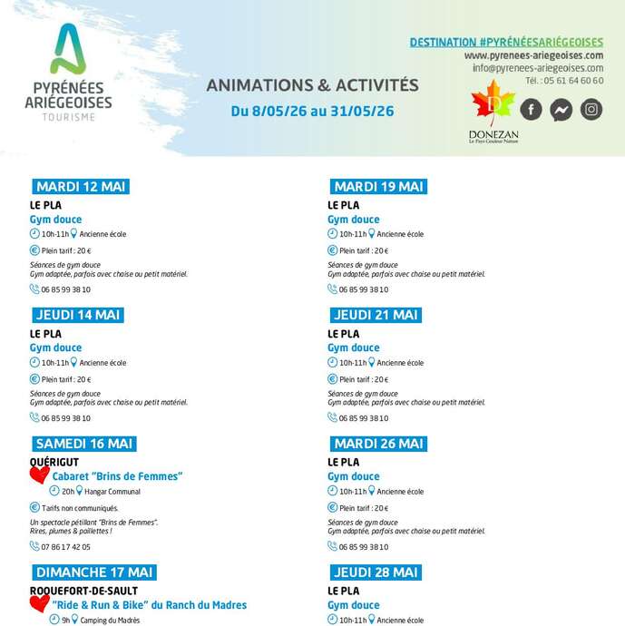 Programme des animations du Donezan