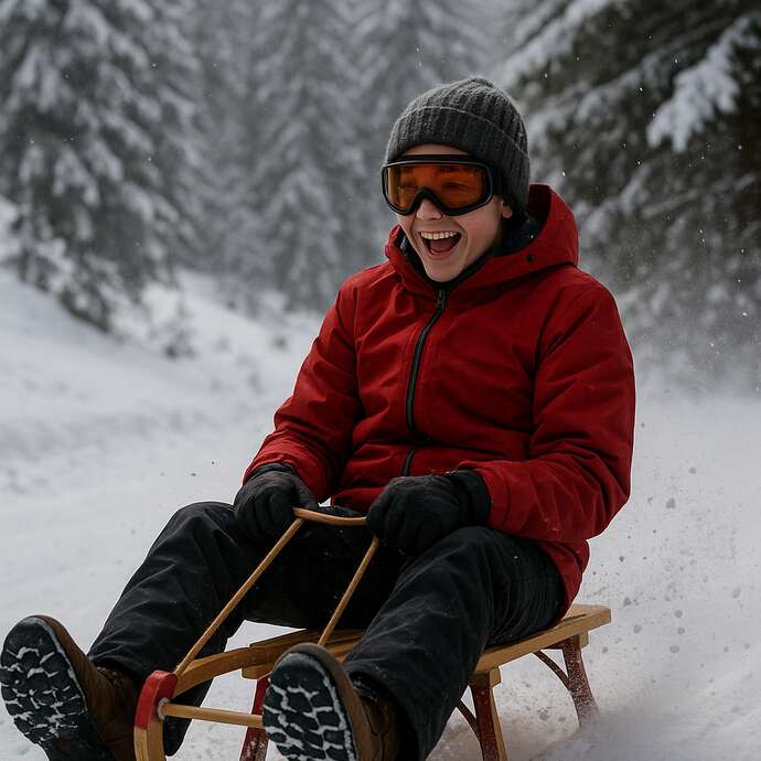 Course de luge sur le front de neige du Queyrelet !