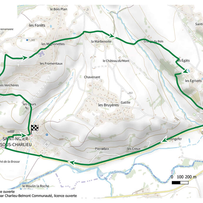 Itinéraire VTT : circuit 7 vert, base Charlieu