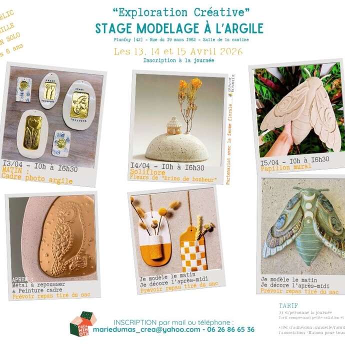 Stages de modelage à l'argile
