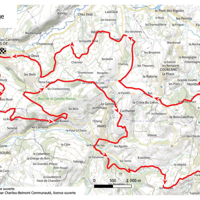 Itinéraire VTT : circuit 11 rouge, base Charlieu