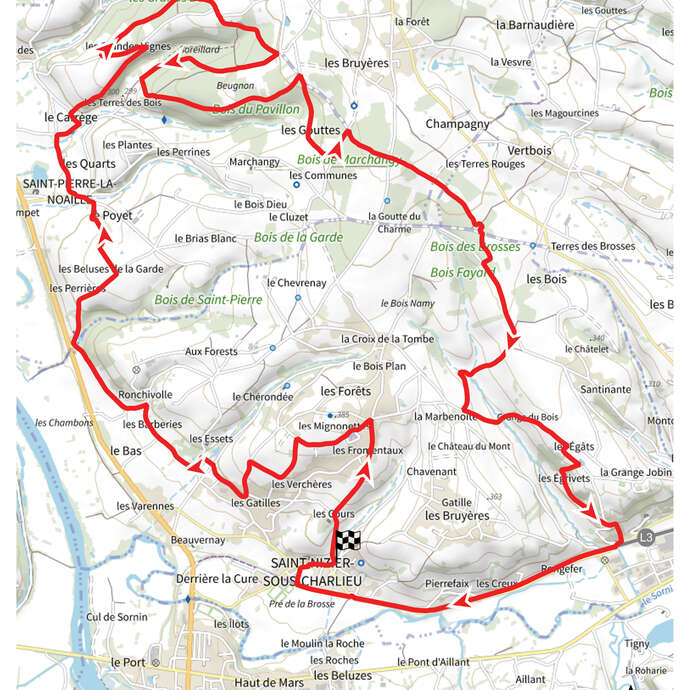 Itinéraire VTT : circuit 9 rouge, base Charlieu