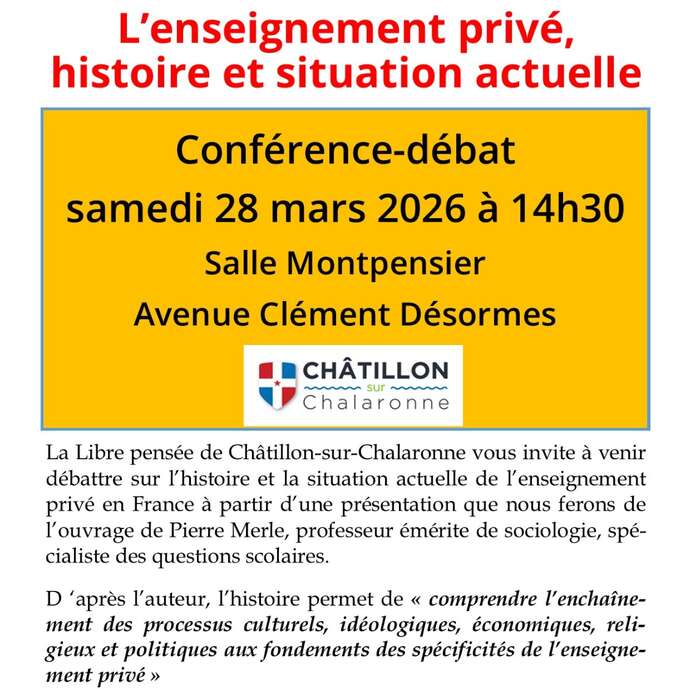 Conférence-débat - "L'enseignement privé, histoire et situation actuelle"