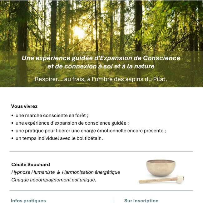 Expérience en forêt et bol tibétain