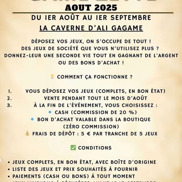 Caverne d'Ali Gagame - Bourse aux jouets