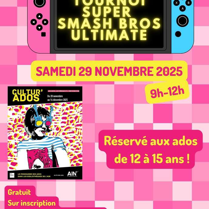 Tournoi jeux vidéo de Super smash bros ultimate !