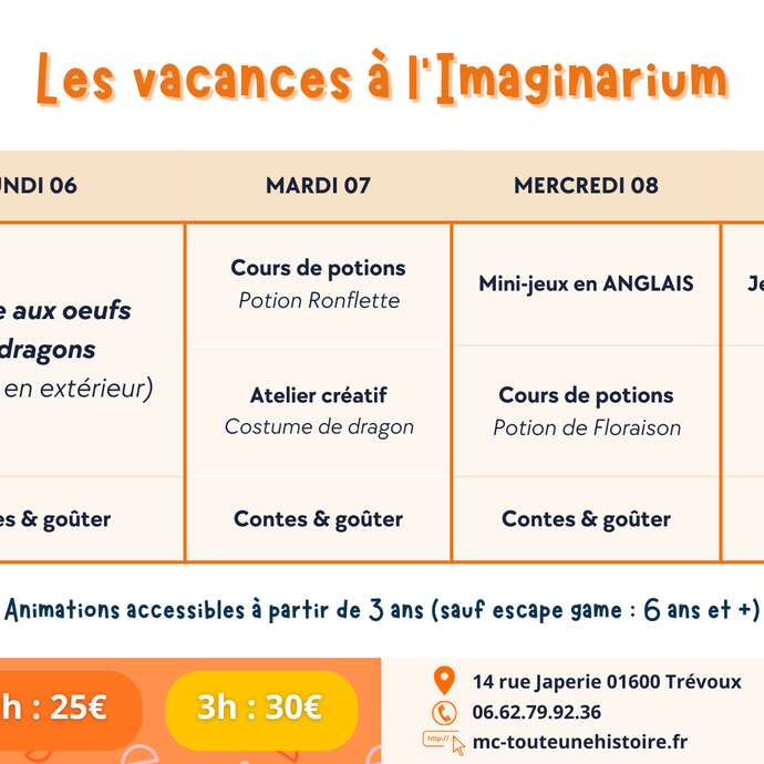 Animations Toute une Histoire en avril