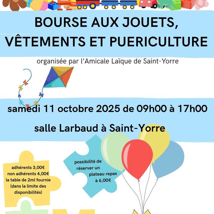 Bourse aux jouets, vêtements et puériculture