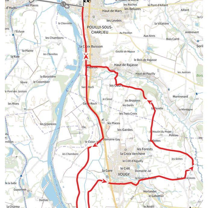 Itinéraire VTT : circuit 5 rouge, base Briennon
