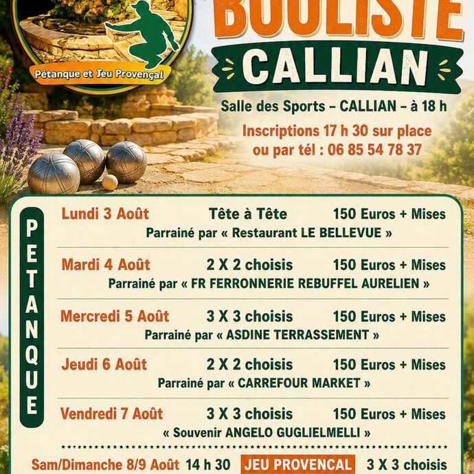 Semaine Bouliste de Callian - Edition 2026